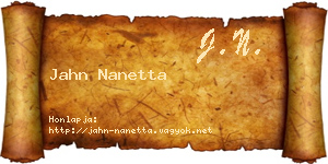Jahn Nanetta névjegykártya